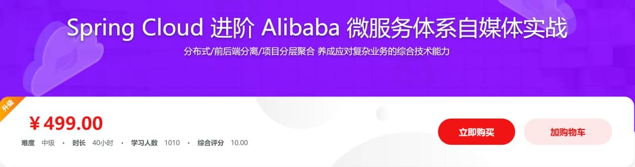 资源Spring Cloud 进阶 Alibaba 微服务体系自媒体实战