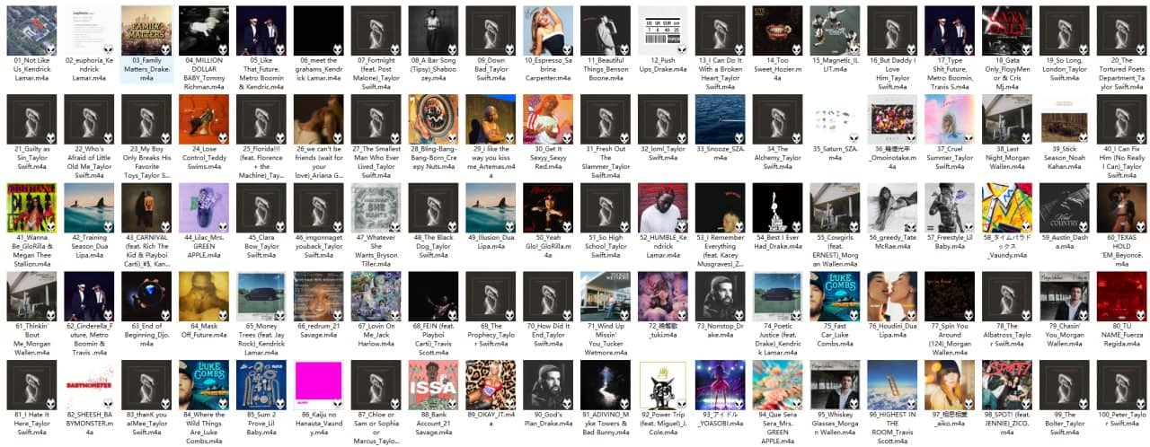 【AAC】Apple Music Top 100：全球（2024-05-08）